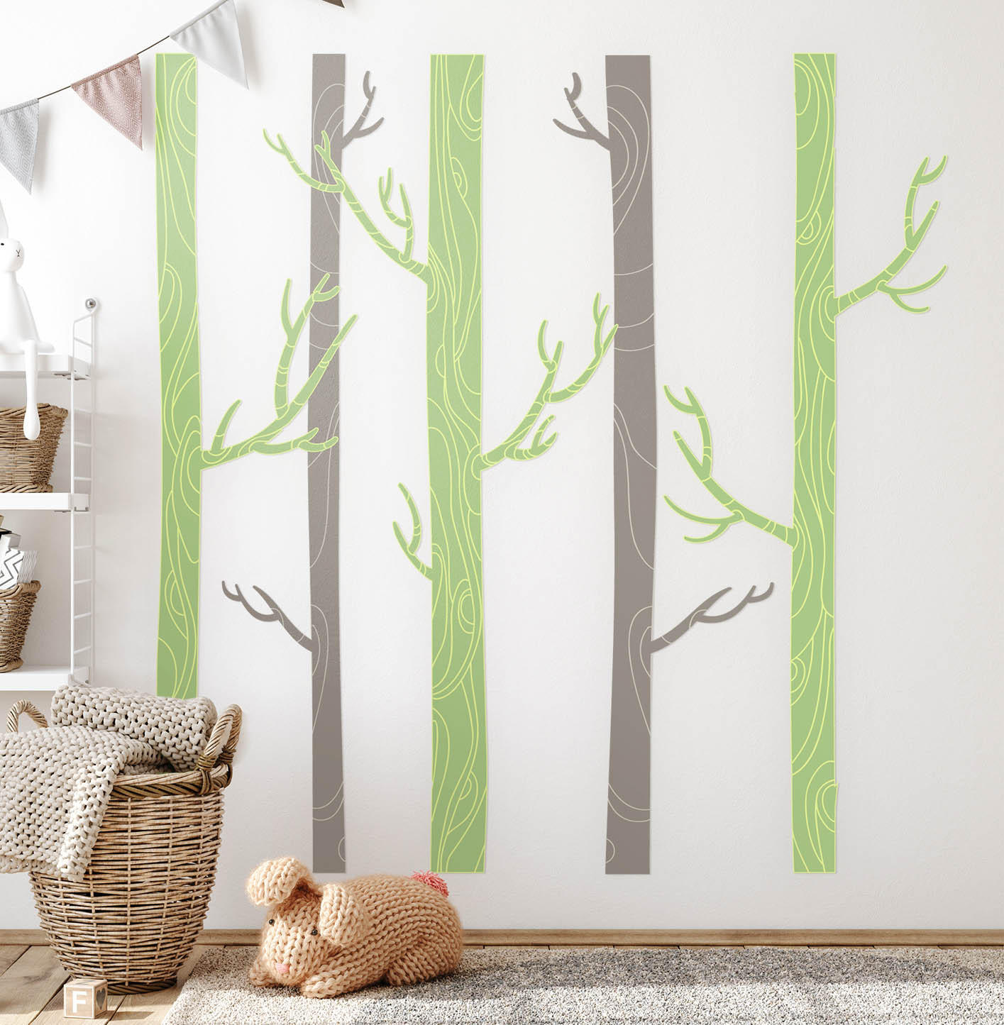 AUFKLEBER 80x116 cm Pastellwald Natur - Grün, Kunststoff (80/116/0.1cm) - TULUP