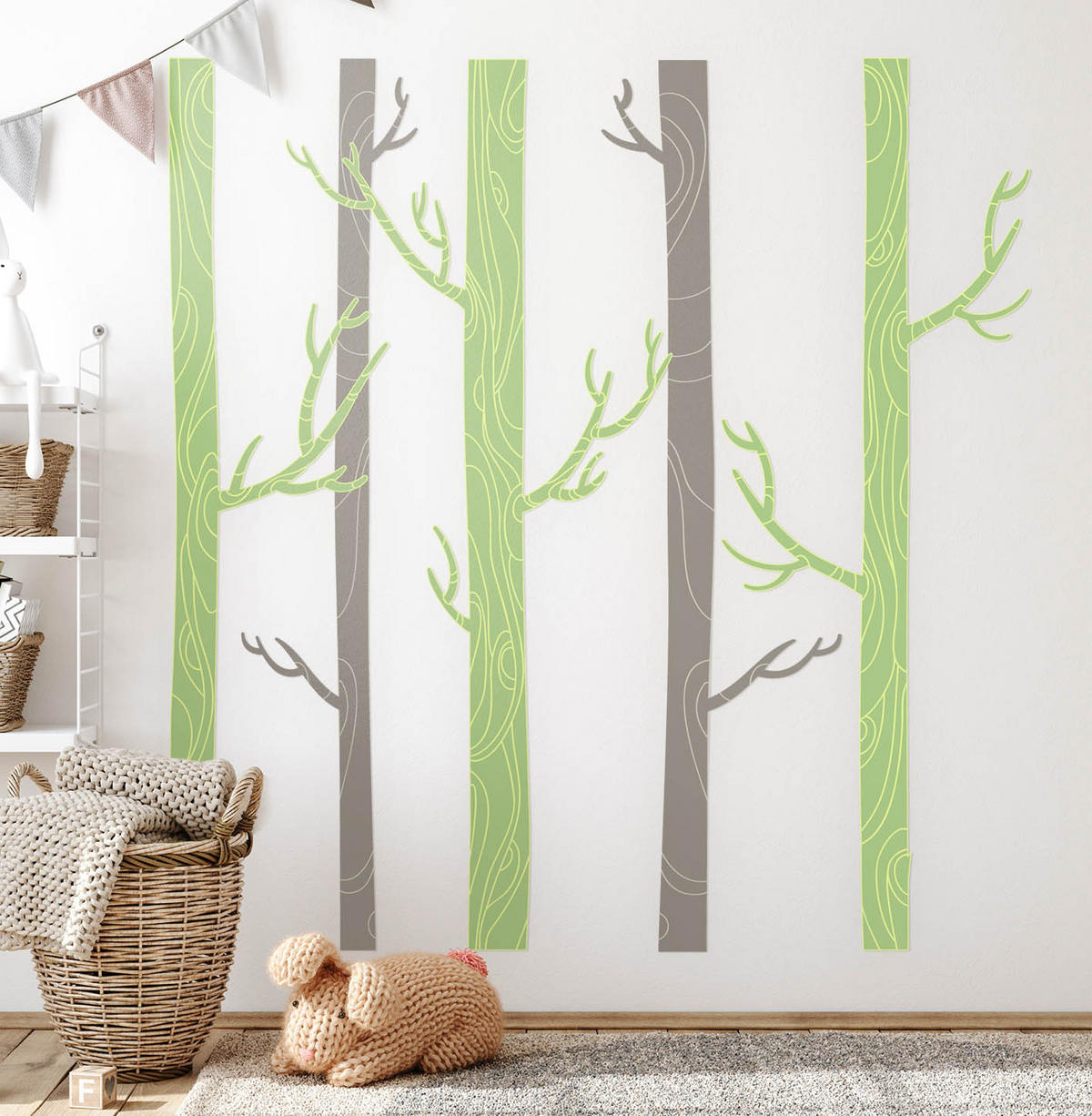 AUFKLEBER 80x116 cm Pastellwald Natur - Grün, Kunststoff (80/116/0.1cm) - TULUP
