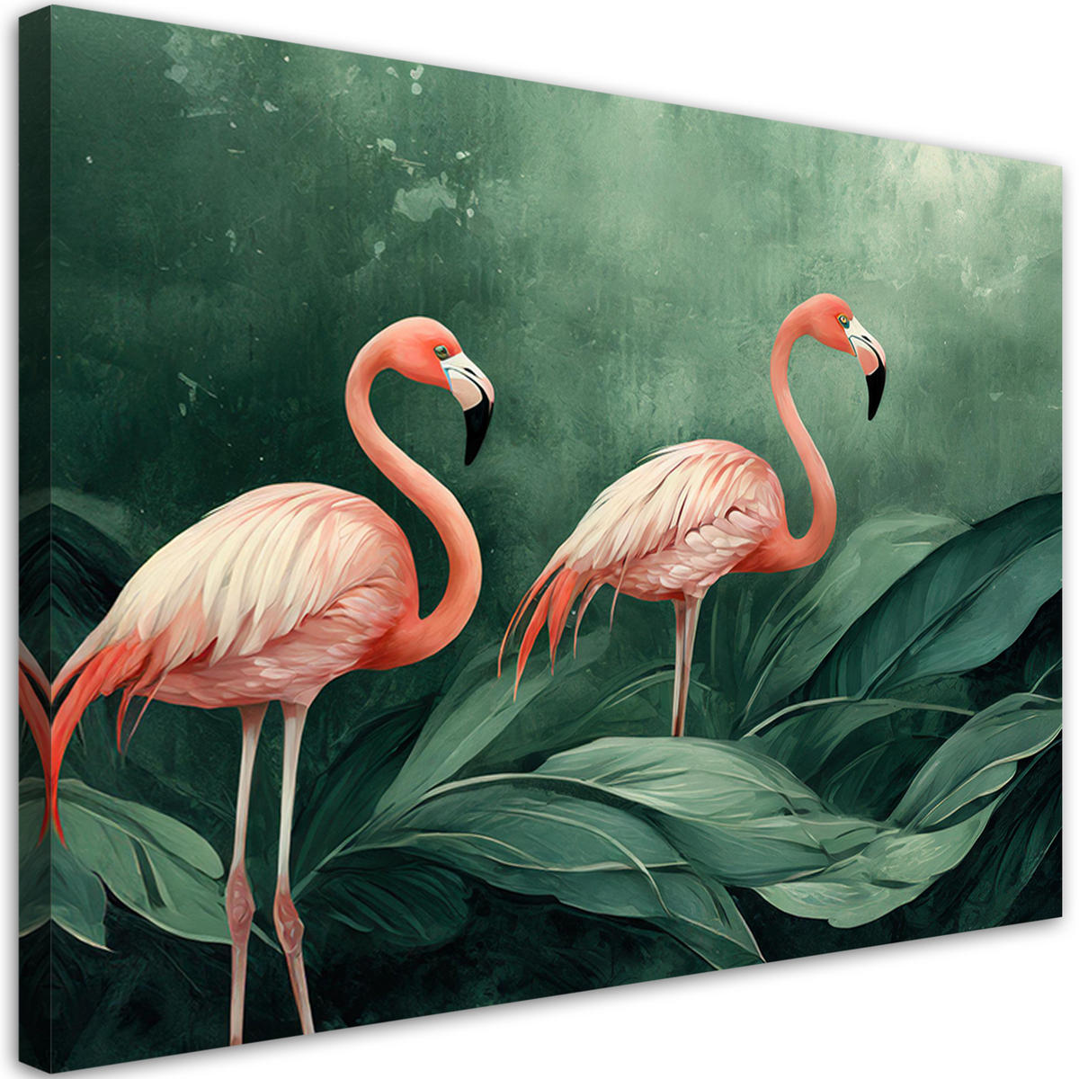 WANDBILD botanik flamingos natur - Grün, Textil (60/40cm) - Feeby