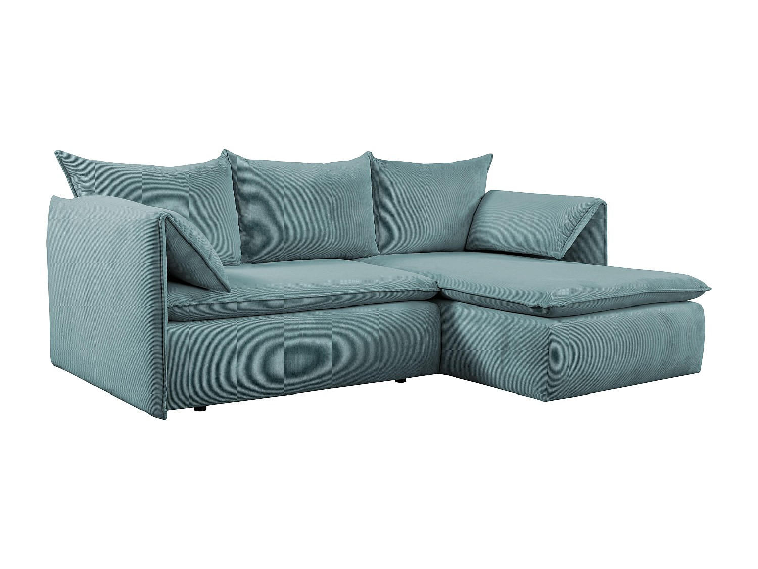 ECKSOFA mit Schlaffunktion - Ecke Rechts - Feincord - Blau - TEODORA - Blau, Textil (230/166cm) - Vente-Unique