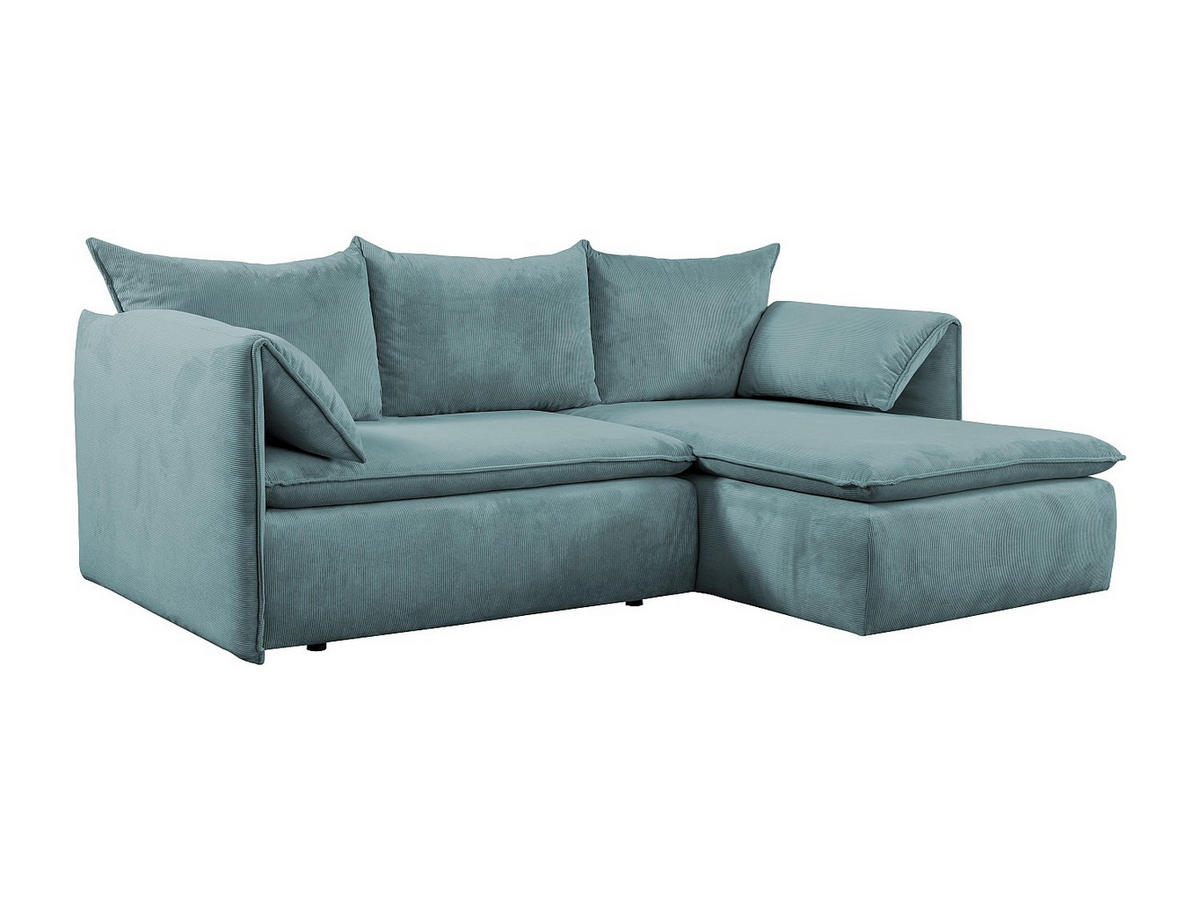 ECKSOFA mit Schlaffunktion - Ecke Rechts - Feincord - Blau - TEODORA - Blau, Textil (230/166cm) - Vente-Unique
