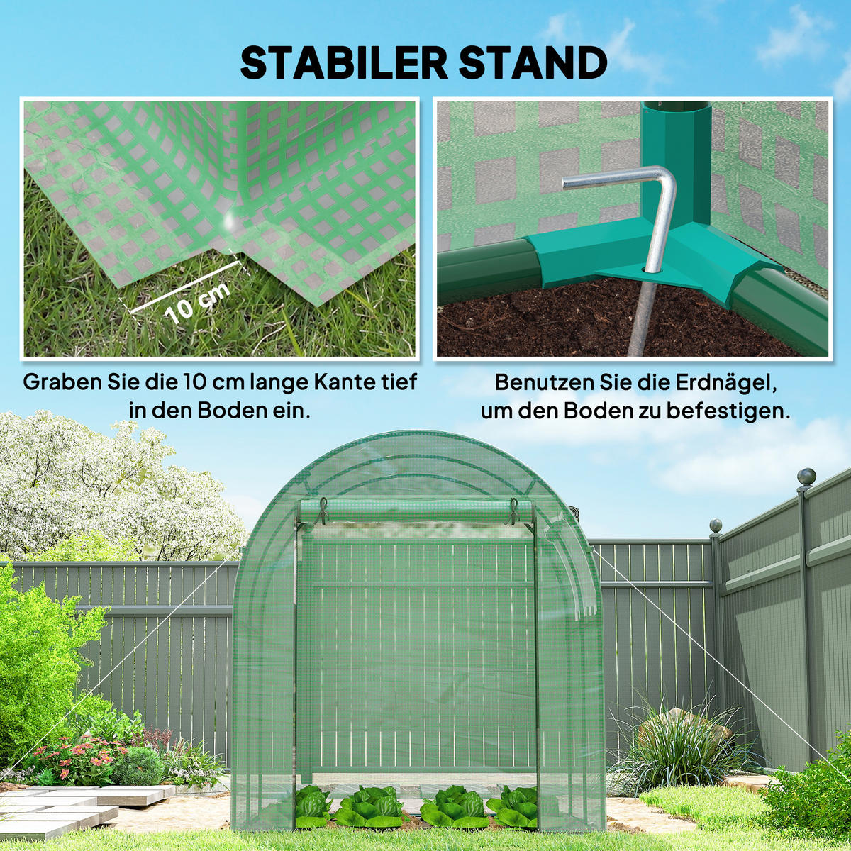 SKLENÍK, 180L x 180Š x 200V cm - zelená barva, kov (180/200/180cm) - Outsunny
