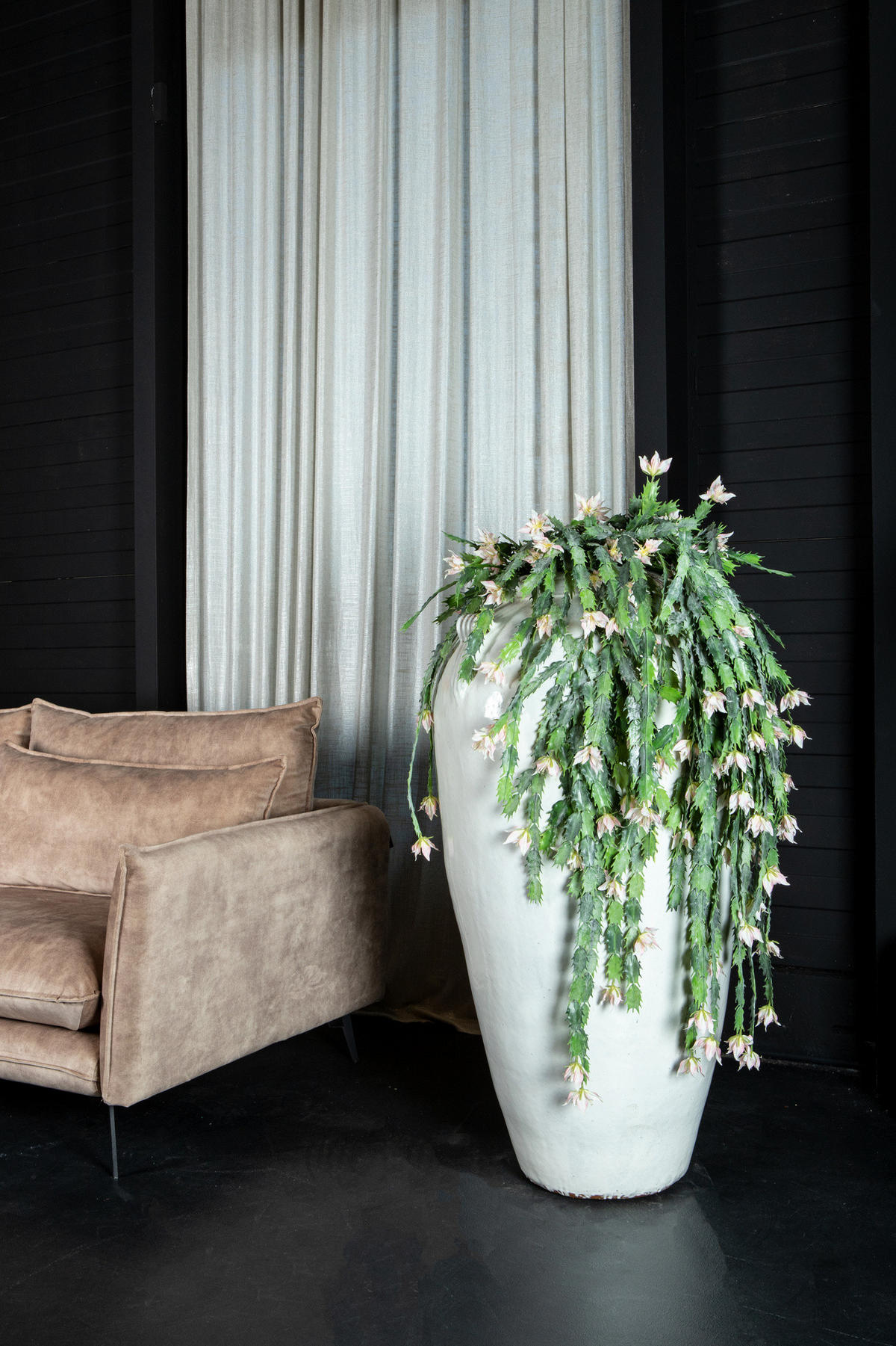 TOPF Izze Grau 58/58/116cm - Grau, Keramik (116cm) - PTMD Collection