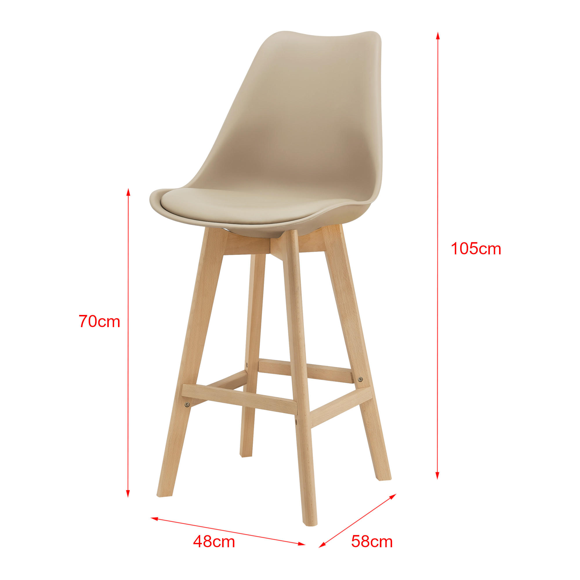 BARSTUHL Lublin 2er-Set - Beige, Holz (48/105/58cm) - [en.casa]