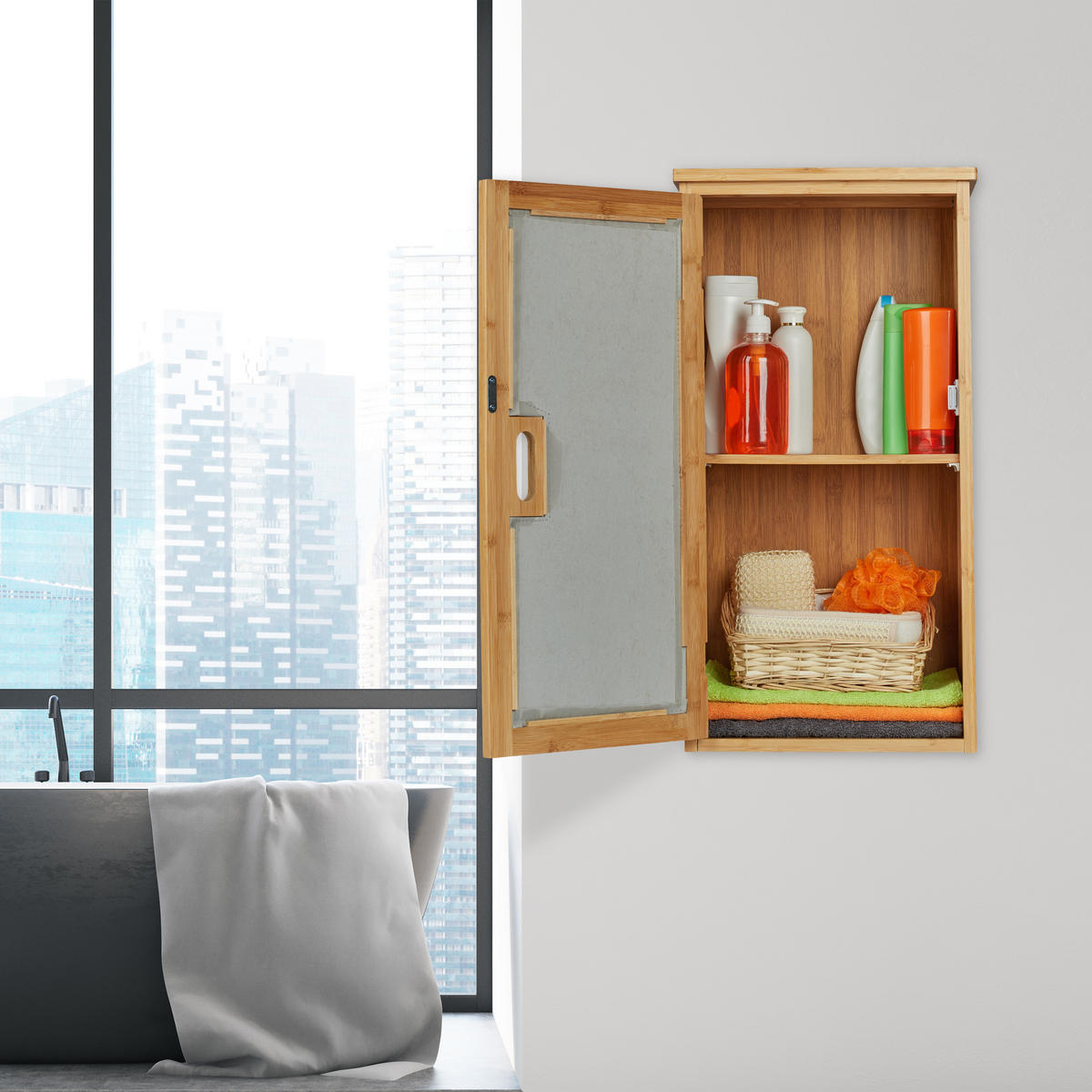 HÄNGESCHRANK - Hellbraun, Holz/Holzwerkstoff (35/66/20cm) - Relaxdays