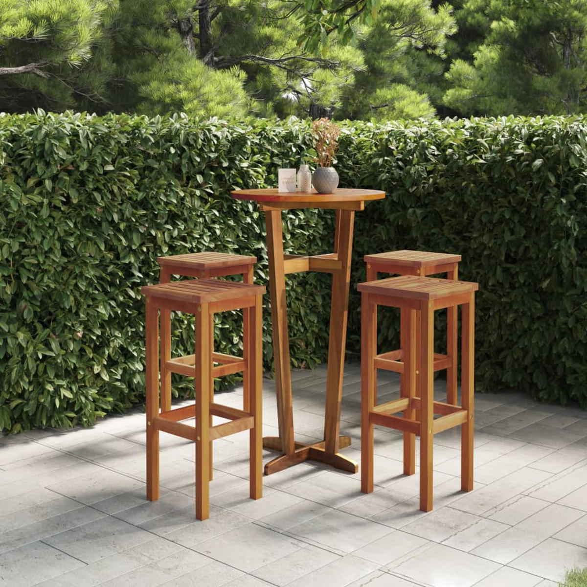 BARHOCKER 4 Stk. Massivholz Akazie - Braun, Holz (58/118/52cm) - vidaXL