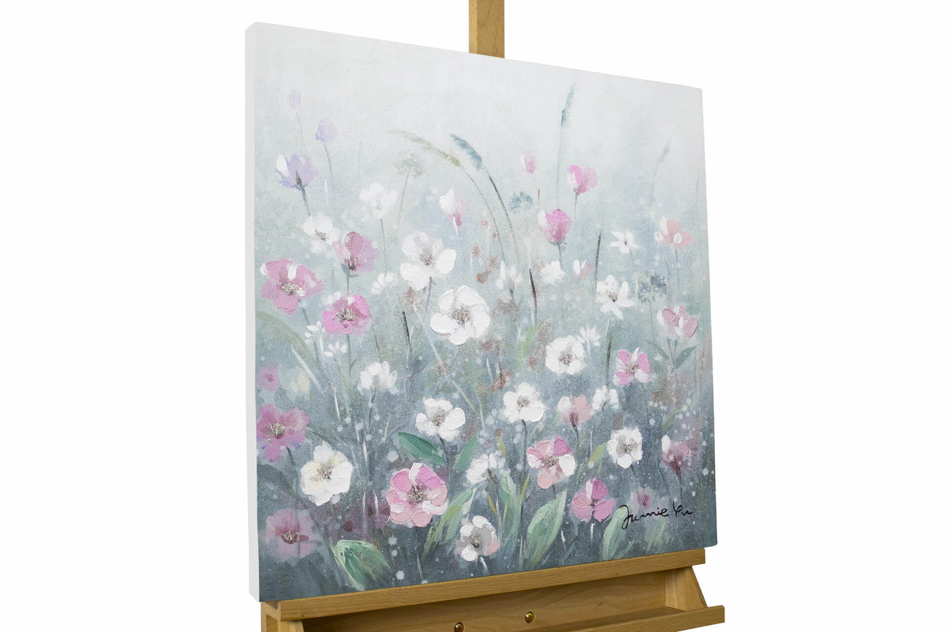 KUNSTLOFT RUČNĚ MALOVANÝ AKRYLOVÝ OBRAZ BÍLÝ/ŠEDÝ, 60/60 CM