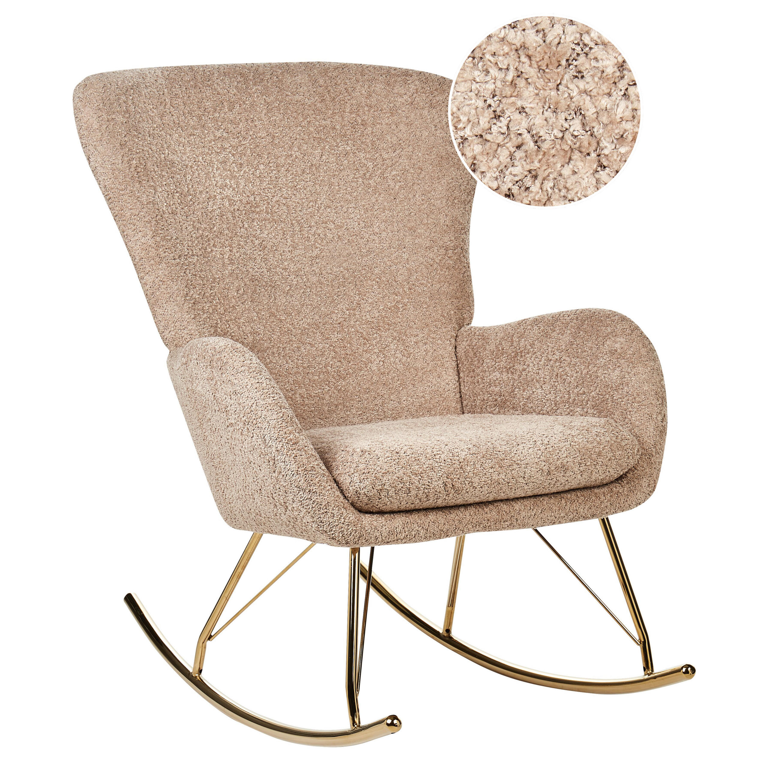 SCHAUKELSESSEL Bouclé Sandbeige Anaset - Beige/Goldfarben, Textil (74/99/99cm) - Beliani