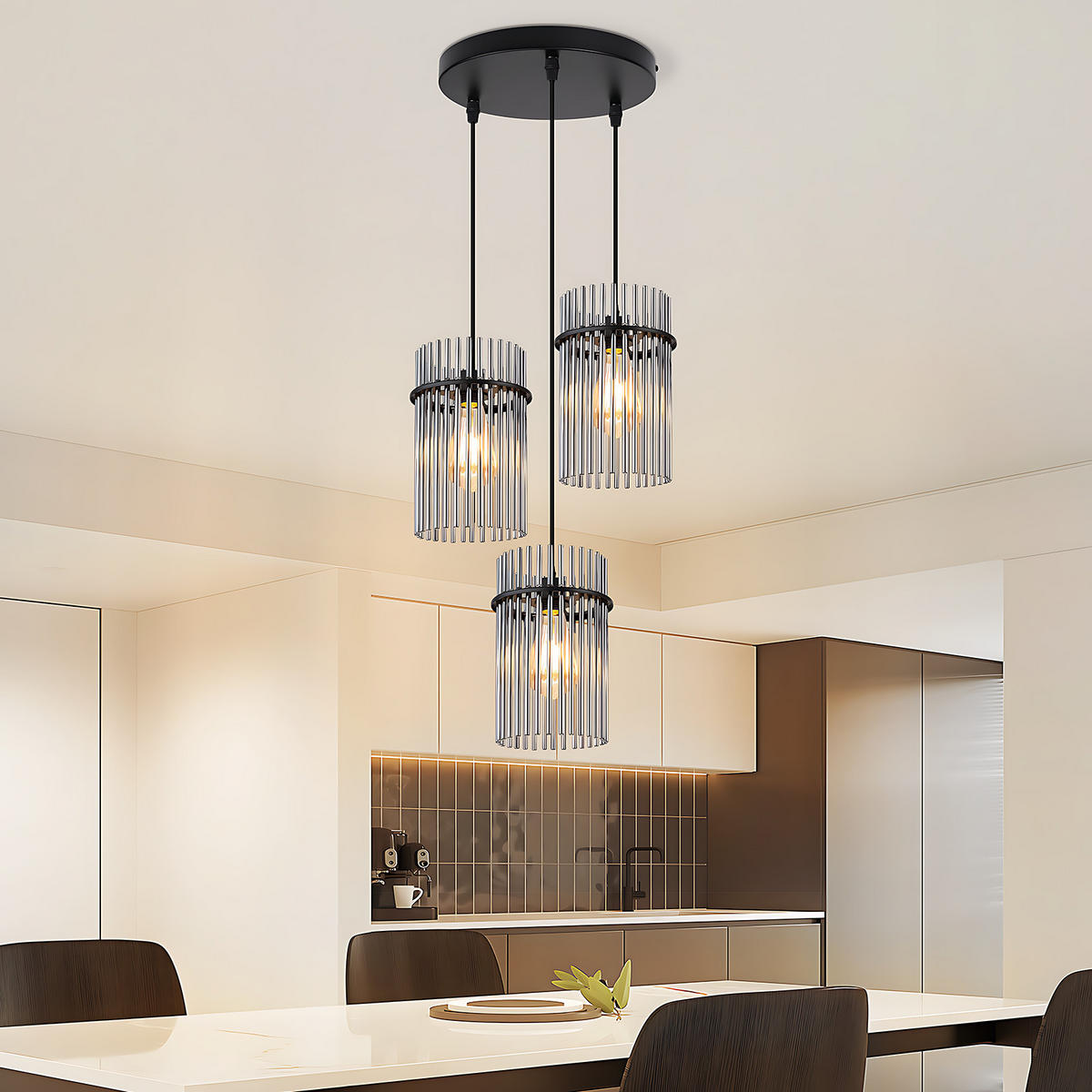 PENDELLEUCHTE John 25/25/150 cm - Schwarz, Glas (25/25/150cm) - ZMH