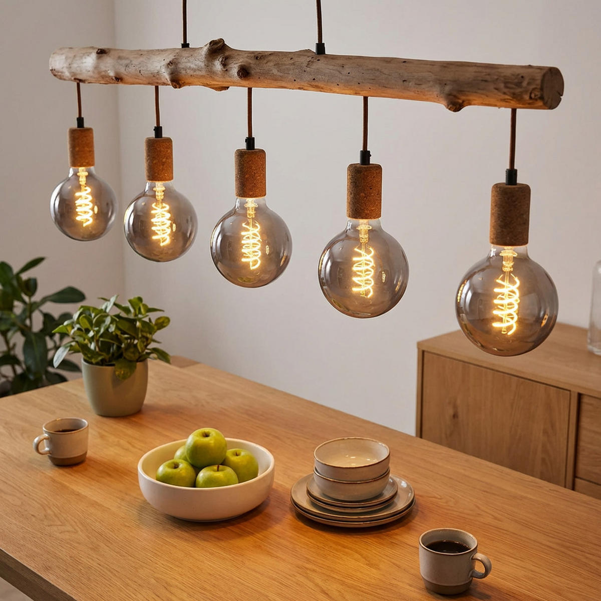 HÄNGELEUCHTE Holzoptik Braun Rostfarben - Braun, Holz (100/8.5/140cm)