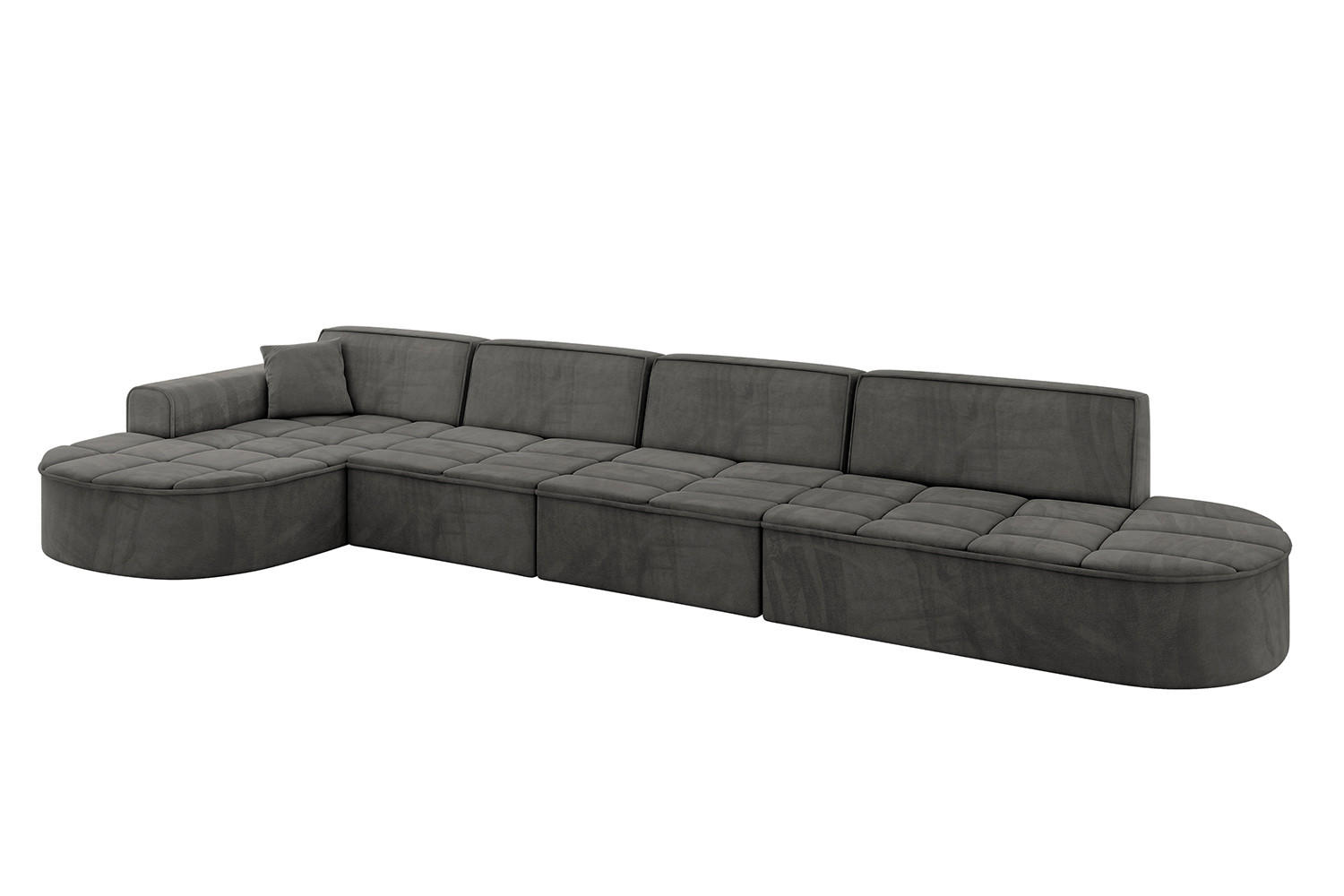 ECKSOFA Ottomane Links TARO-L3 - 413x171x79,5 cm Dunkelgrau - Dunkelgrau, Holzwerkstoff/Textil (413/171cm) - ALTDECOR