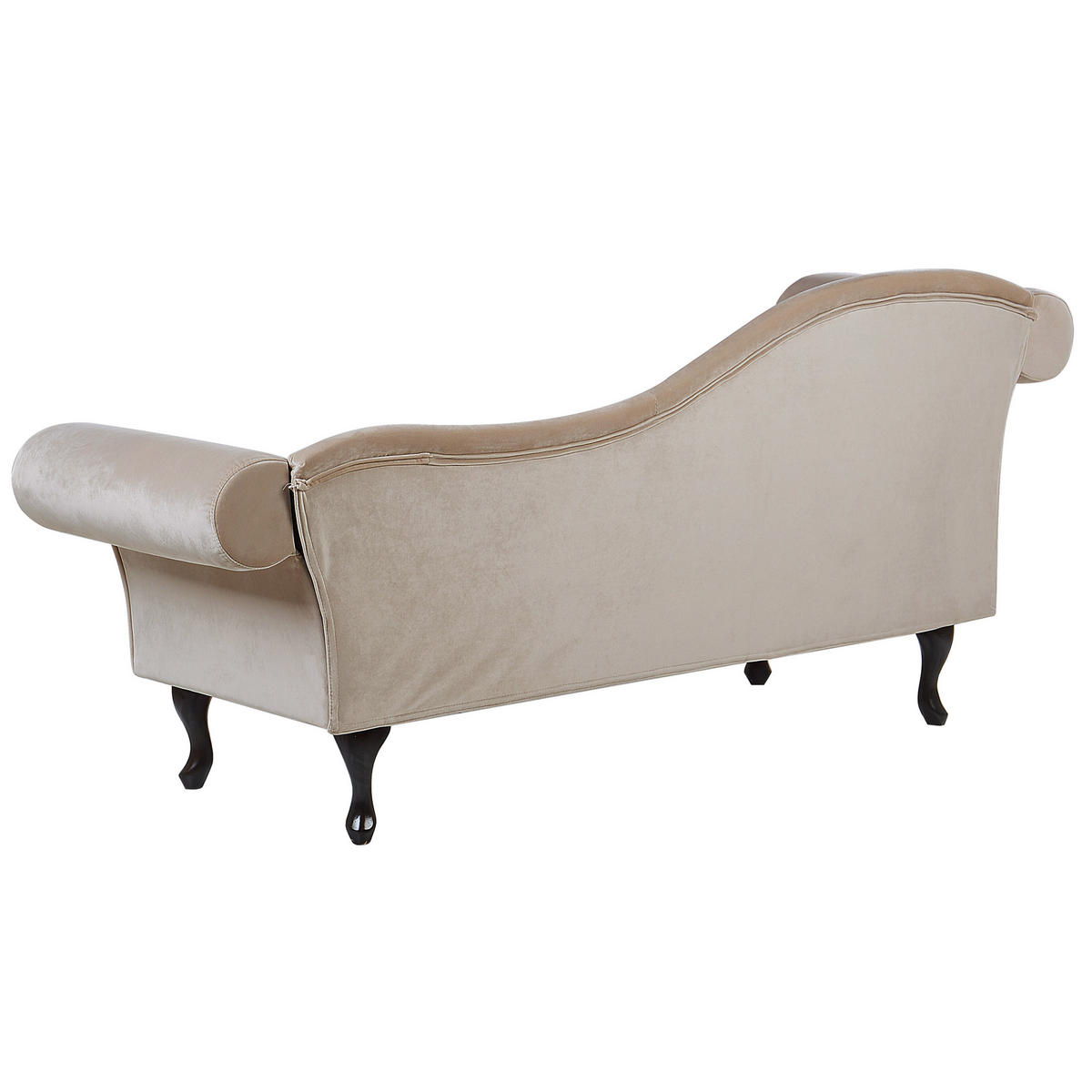 CHAISELONGUE Samtstoff beige linksseitig Lattes - Beige, Textil (188/87/59cm) - Beliani