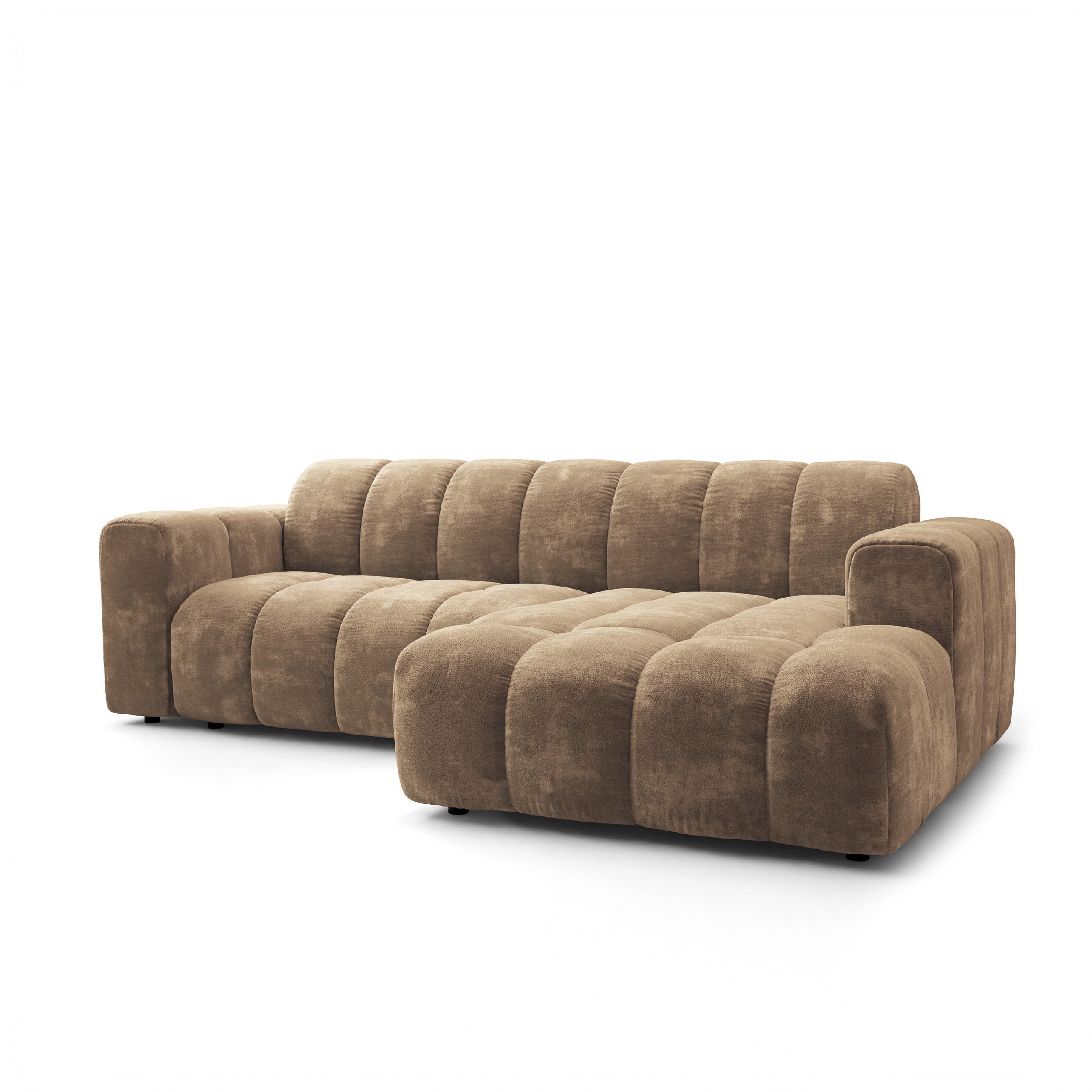 ECKSOFA TISI Beige Chenille - Beige, Holz (274/165cm) - MASSENO