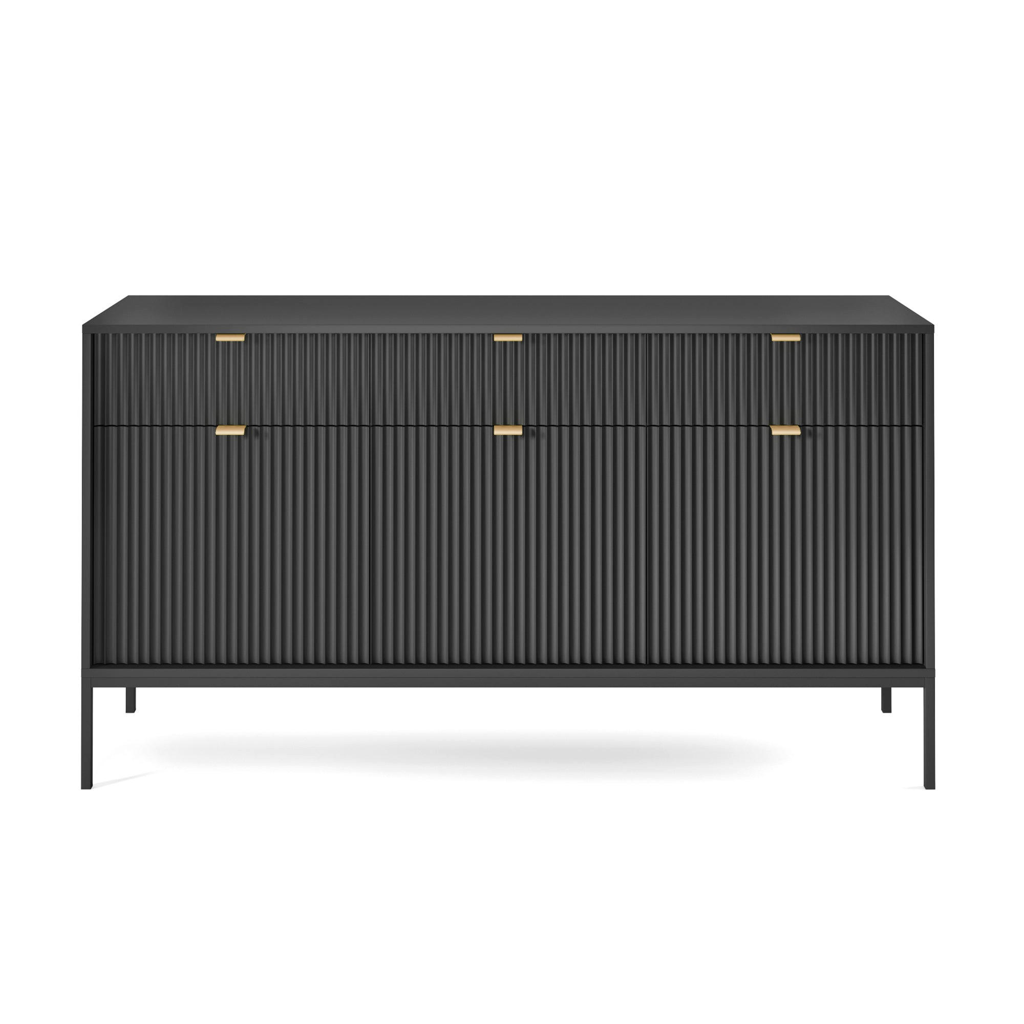 SIDEBOARD Vellore Schwarz 154 cm - Goldfarben/Schwarz, Holzwerkstoff/Metall (154/83/39cm) - Selsey