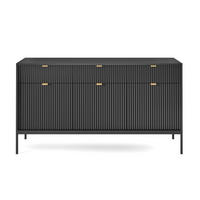 SIDEBOARD Vellore Schwarz 154 cm - Goldfarben/Schwarz, Holzwerkstoff/Metall (154/83/39cm) - Selsey