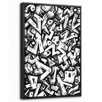 LEINWAND Bilder mit Rahmen - Formen - Buchstaben - Graffiti - Schwarz - 20x30 - Schwarz, Textil (20/30cm) - MuchoWow
