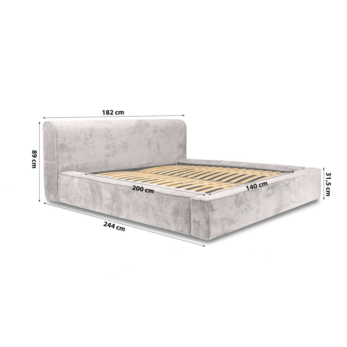 POLSTERBETT aus Polstermaterial Pedrosa 140x200 cm, Dunkelgrau - Dunkelgrau, Textil (140/200cm) - Fedve