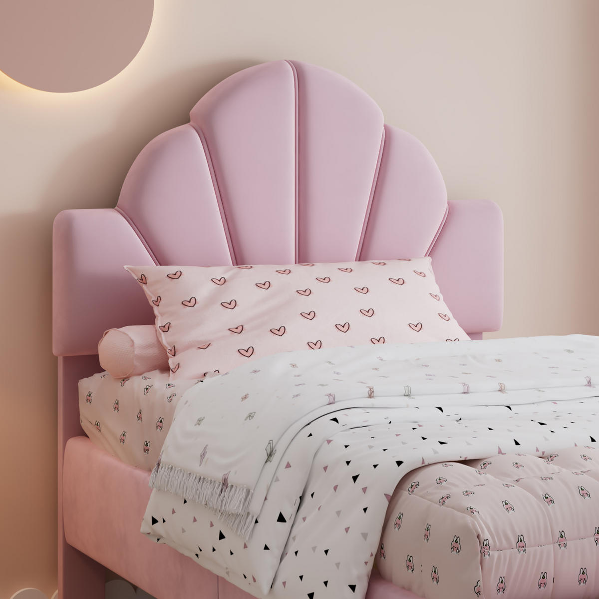POLSTERBETT 90/200 cm Rosa aus Samt mit Bettbank - Rosa, Textil (90/200cm) - OKMYHOME