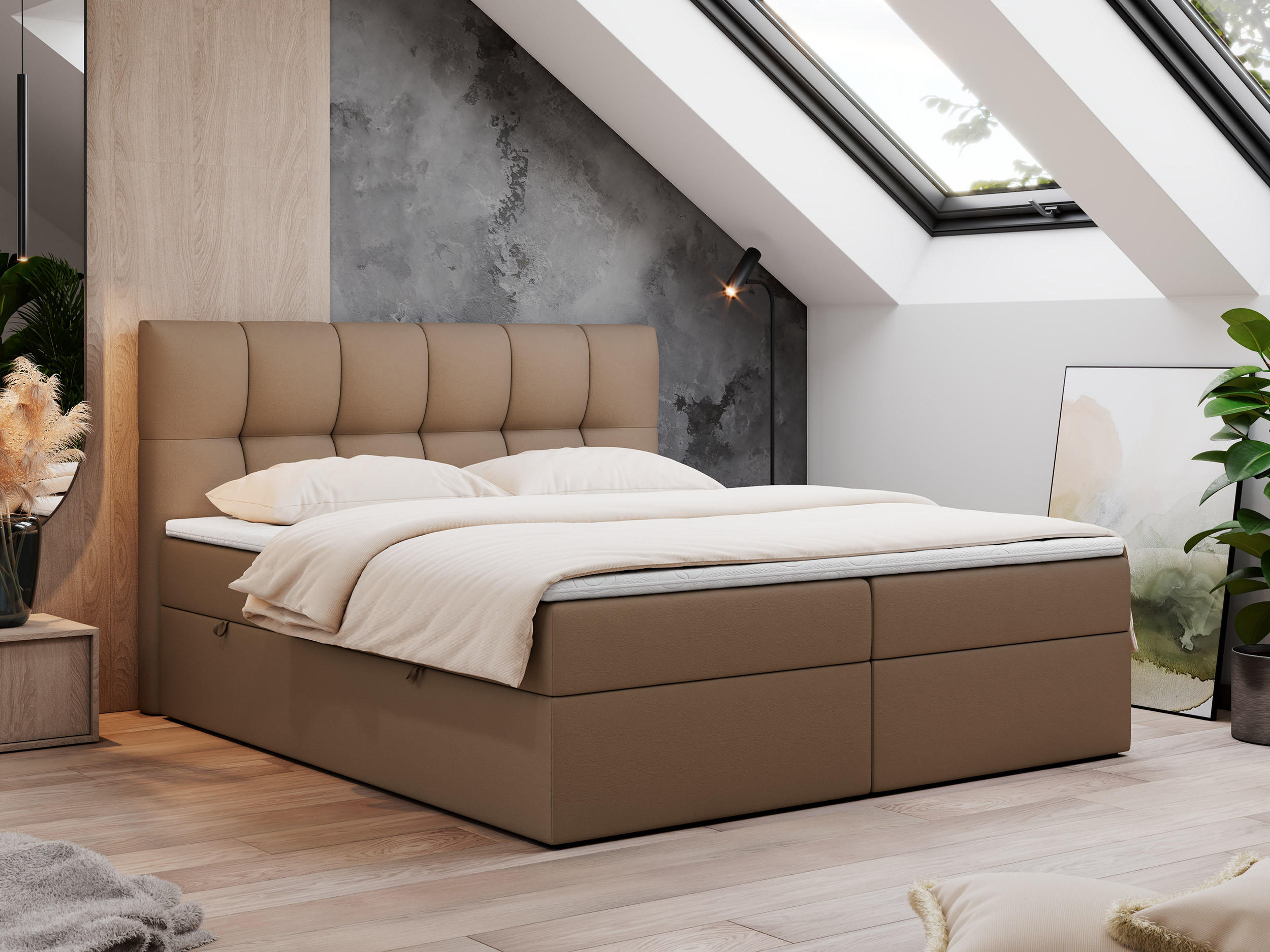 BOXBETT RICO 120/200 Braun Kunstleder - H3 - Braun, Holz/Textil (120/200cm) - MKS