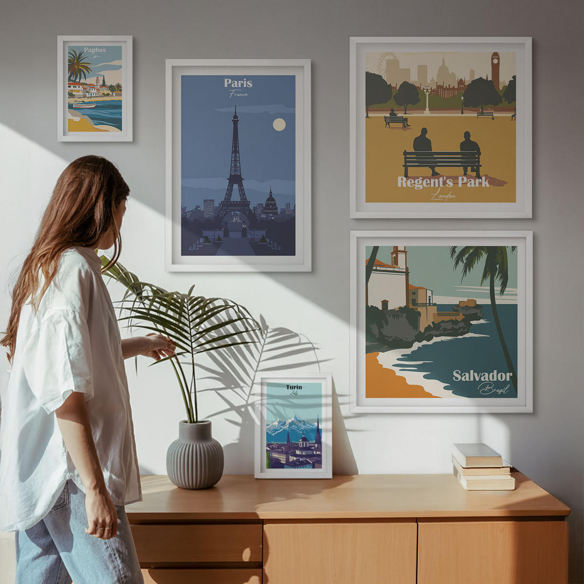WANDBILDER 5er-Set - 50x50 cm & 20x30 cm & 40x60 cm Weißer Rahmen - Touristische Küstenlandschaften - Weiß, Kunststoff (40/60cm) - ArtPrintCave