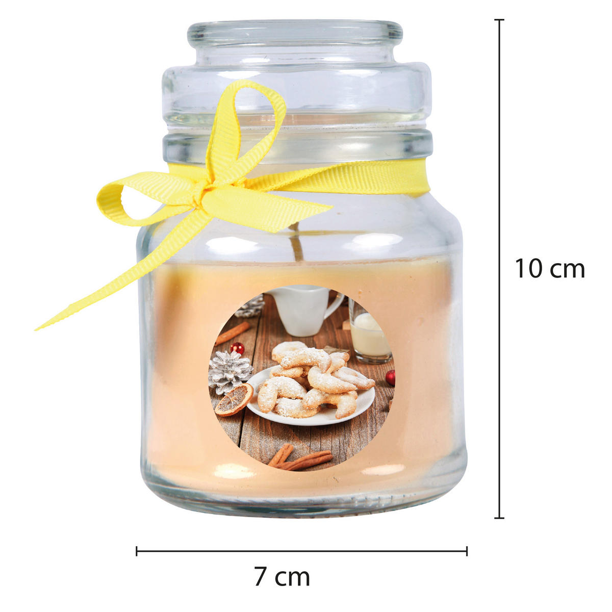 DUFTKERZE im Glas - Weihnachten Creme - Bonbon 120gr ( 30h ) - Creme, Naturmaterialien (7/10cm)