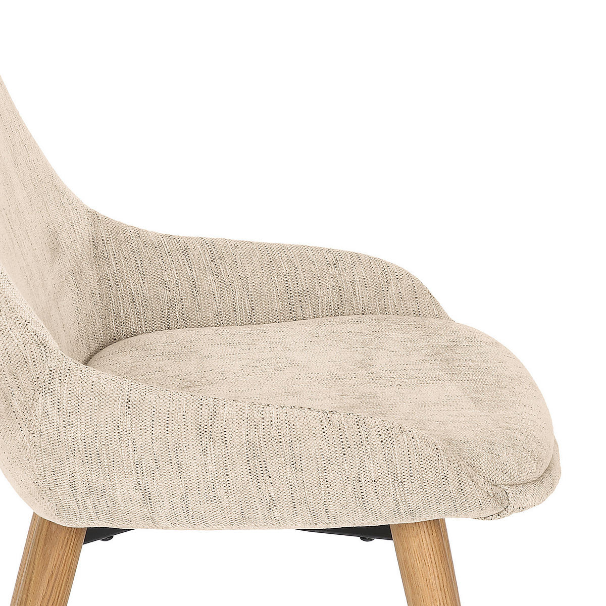 POLSTERSTUHL - Webstoff / Eiche massiv, 2er-Set - Beige, Textil (52/81/57cm) - home24