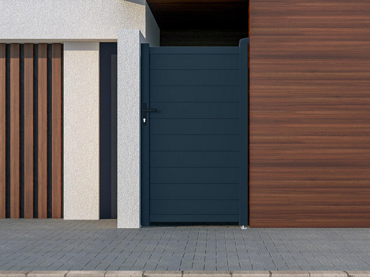 EINGANGSTOR - 100cm x 4.6cm - Aluminium - anthrazitgrau - NAZARIO - Anthrazit, Metall (100/176cm) - Vente-Unique