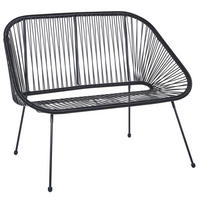 GARTENBANK Rattan schwarz 114 cm Acapulco - Schwarz, Kunststoff (114/88/78cm) - Beliani