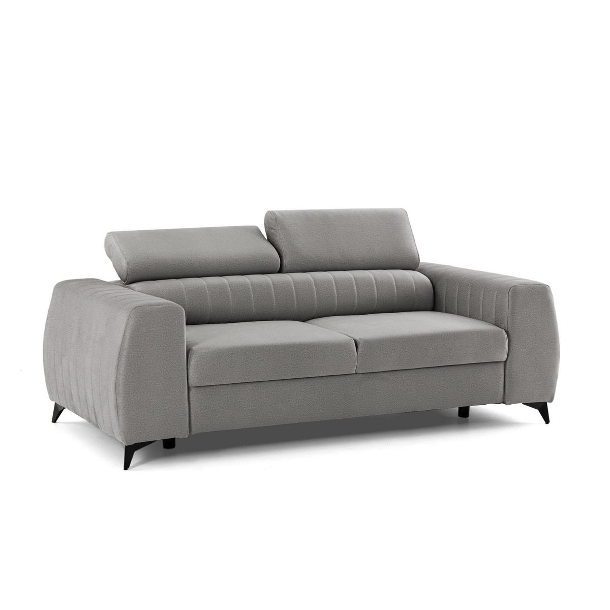 2-SITZER-SOFA PIERO 206 cm Velours Hellgrau - Hellgrau/Schwarz, Holz/Textil (206/95/100cm) - Muffo