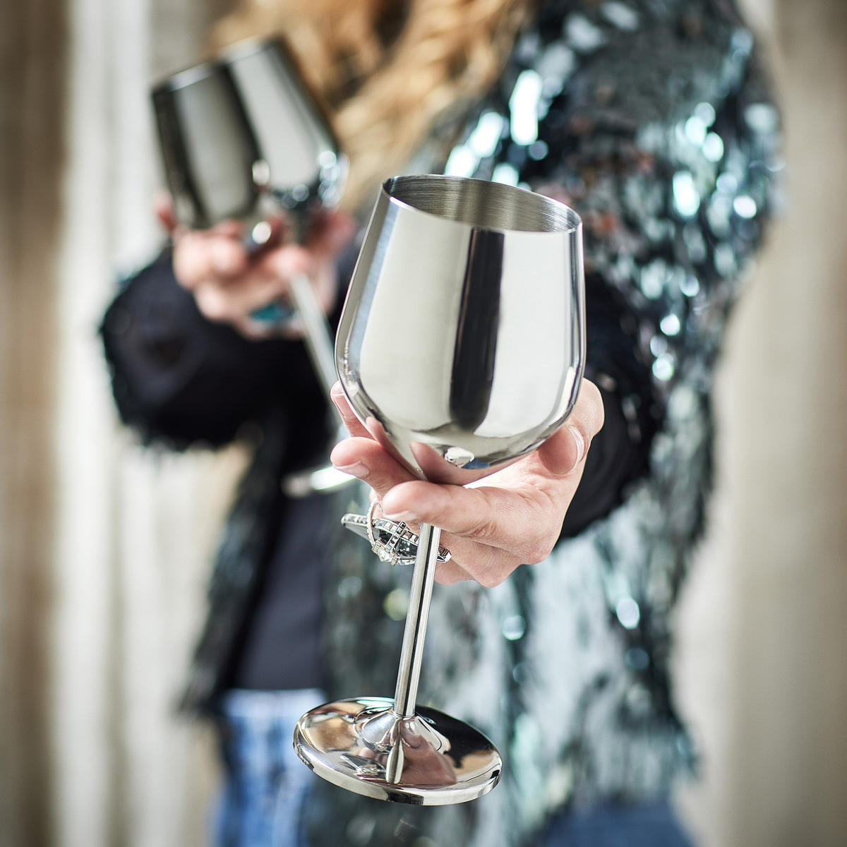 WEINGLÄSER (4er Set) Manhattan Lounge 400 ml - Silberfarben, Metall (0.4L) - Butlers