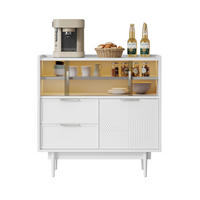 SIDEBOARD in Weiß Aufbewahrungsschrank , mit LED-Lichtleiste Glastür Stauraum Badmöbel B80/T35/H80cm - Transparent/Weiß, Glas/Holzwerkstoff (80/80/35cm) - STILVORA