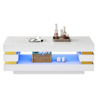 COUCHTISCH 100/50/35 cm mit LED-Beleuchtung, offenem Stauraum und Hochglanzoberfläche aus Spanplatte, Weiß - Weiß, Holzwerkstoff (100/50/35cm) - Redom