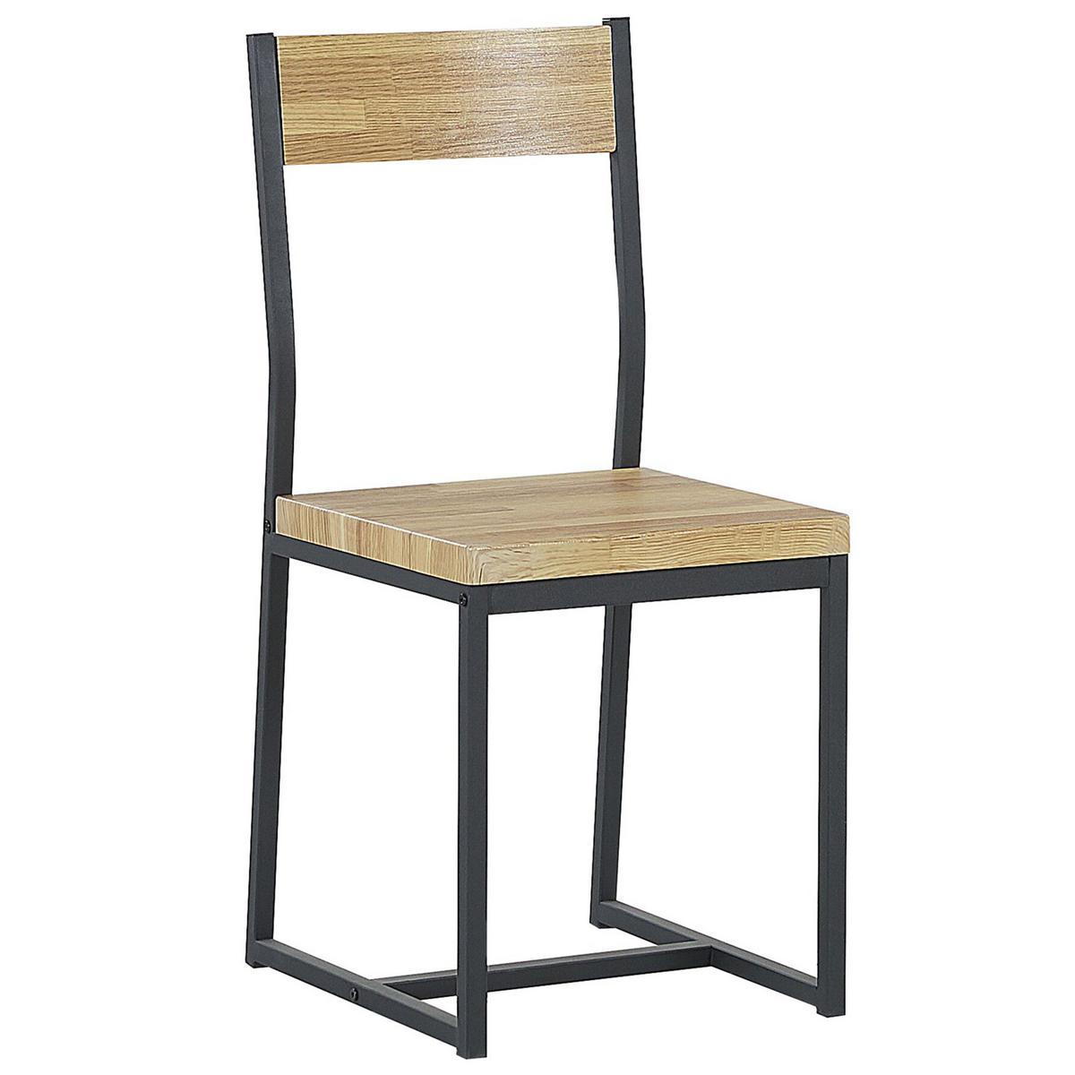 ESSGRUPPE Hellbraun, Schwarz 4-Sitzer 110/70 cm 2 Stühle und Bank Flixton - Hellbraun, Holzwerkstoff (110/86/70cm) - Beliani