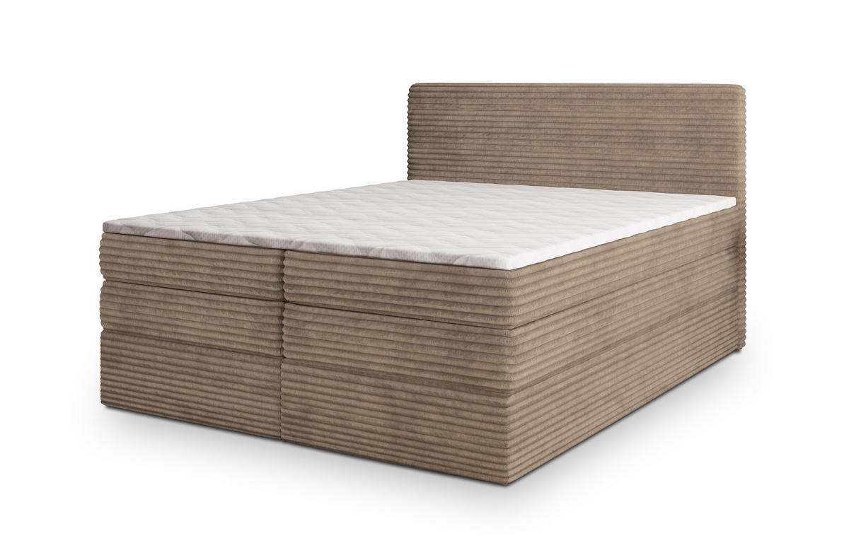 POSTEL BOXSPRING LUNERA 160x200 cm, s matrací a úložným prostorem, béžová - béžová, kompozitní dřevo/textil (160/200cm) - MASSENO