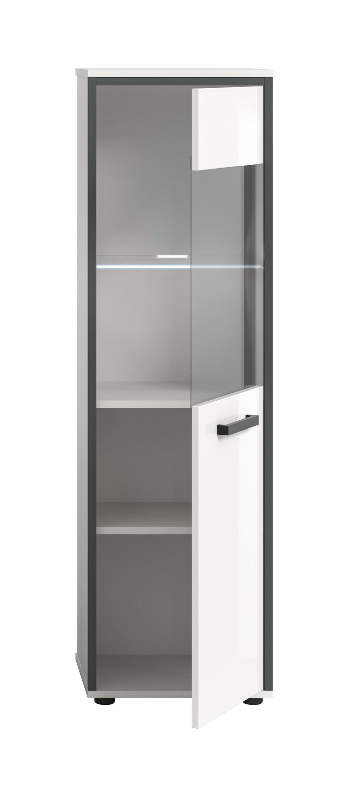 BADSCHRANK KOJAK (B/H/T: ca. 40/139/34 cm) in weiß/weiß hochglanz - Weiß, Holzwerkstoff (40/139/34cm)