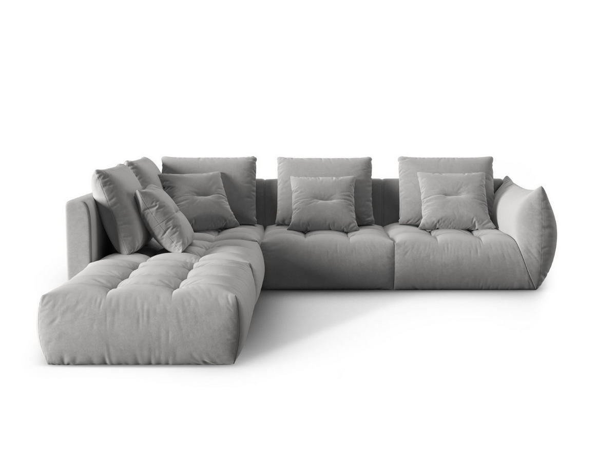 ECKSOFA modular links Bloom aus Samt grau 4 Sitzplätze - Grau, Textil (310/316cm) - Micadoni
