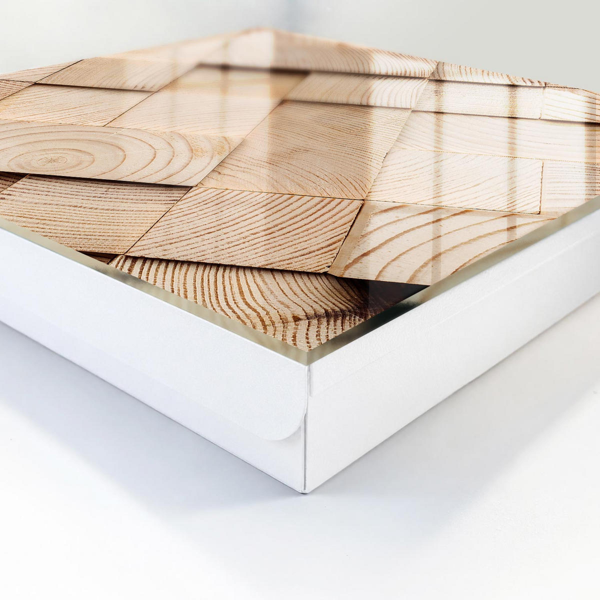 SCHLÜSSELBOX Weiß 30x30 cm – Türöffnung nach rechts - Holzstruktur - Beige, Metall (30/30/5cm) - TULUP