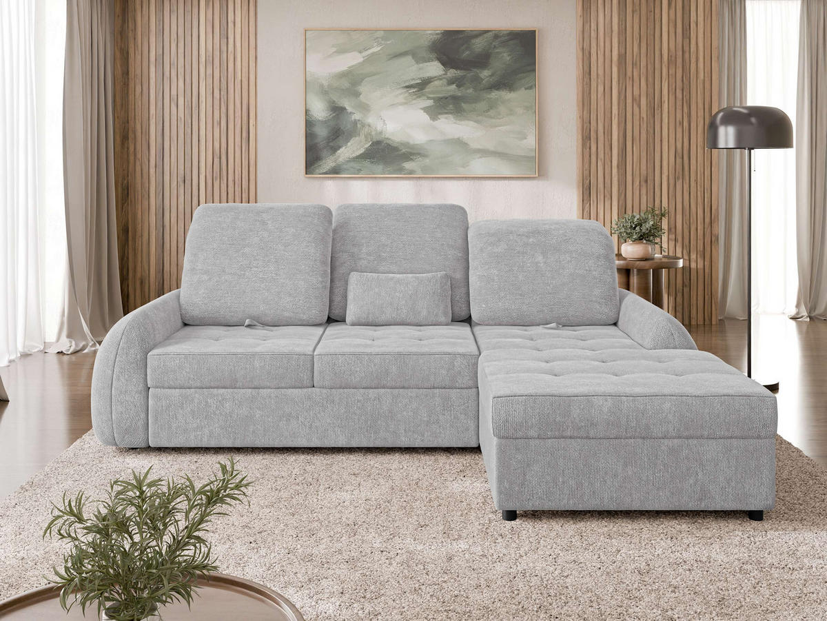 ECKSCHLAFSOFA Soreno, Seite: Rechts - Hellgrau/Schwarz, Holz/Kunststoff (176/255cm) - MIRJAN24