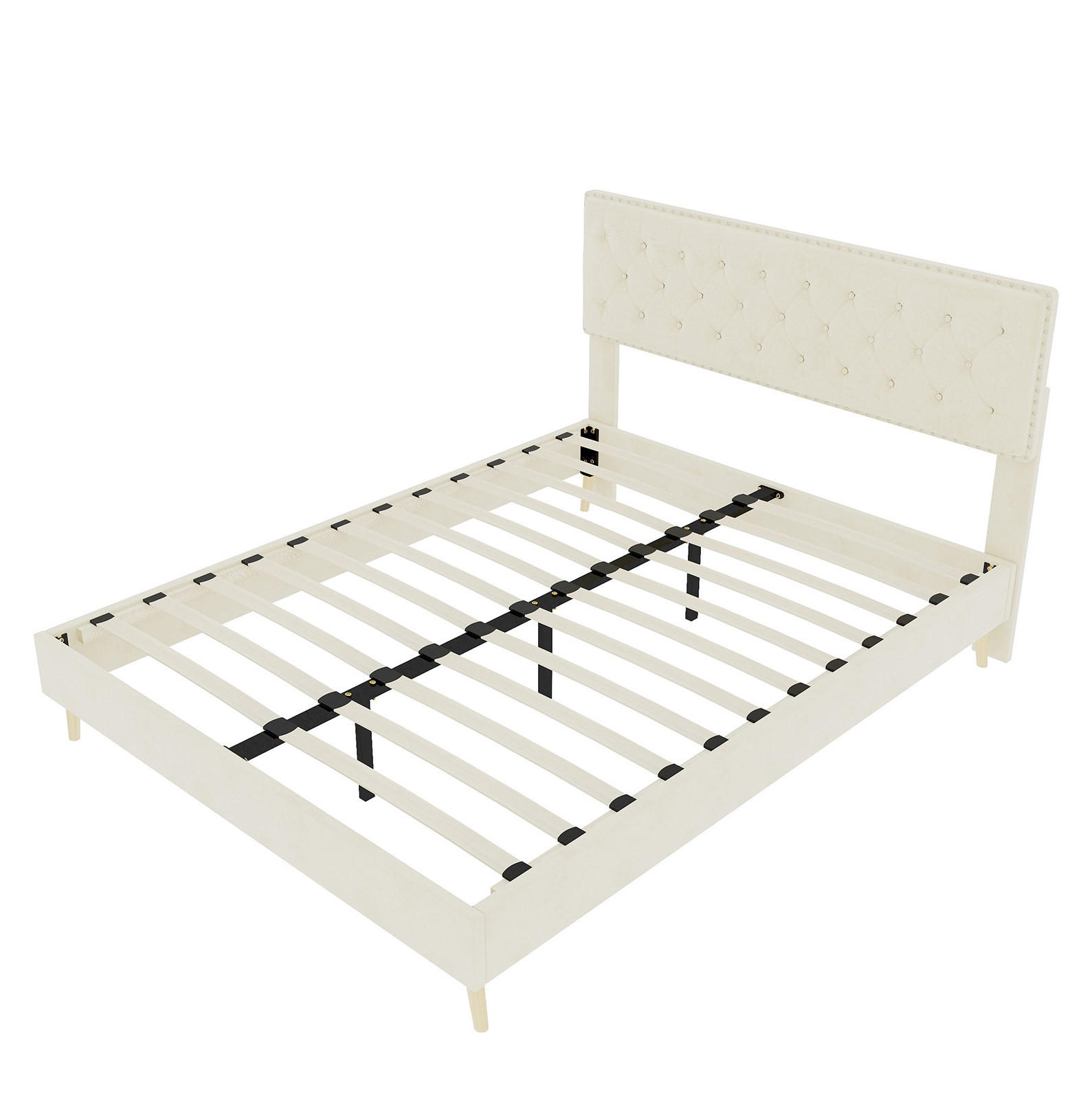 POLSTERBETT 160/200 cm mit hohem Kopfteil, Stauraum unter dem Bett und Matratze, Beige - Beige, Textil (160/200cm) - Redom
