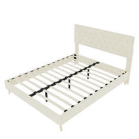 POLSTERBETT 160/200 cm mit hohem Kopfteil, Stauraum unter dem Bett und Matratze, Beige - Beige, Textil (160/200cm) - Redom