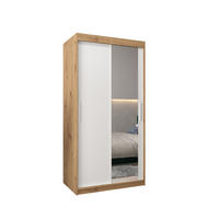 SCHWEBETÜRENSCHRANK 200/100/62 2-türig - Silberfarben/Weiß, Holz/Kunststoff (100/200/62cm) - Abiks Möbel