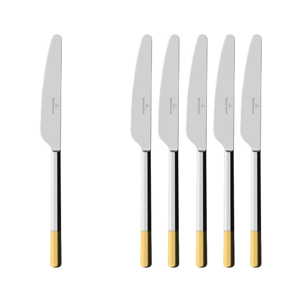 TAFELMESSER Ella teilvergoldet silber-gold 238 mm 6er Set - Silberfarben/Goldfarben, Metall (25cm) - Villeroy & Boch