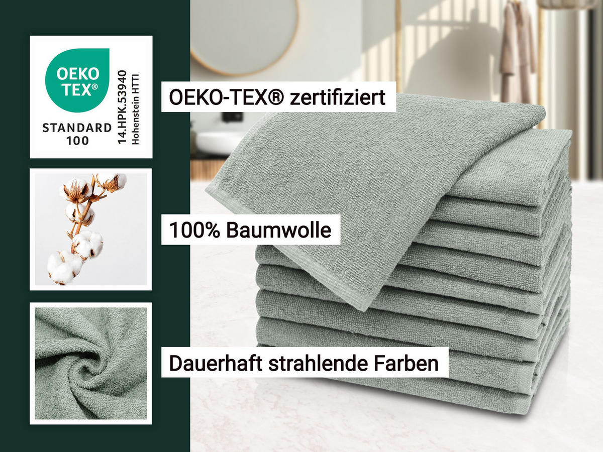 GÄSTETÜCHER, 10er-Set, 30x50 cm, 100% Baumwolle, Grau - Hellgrau, Textil (30/50cm) - Zollner