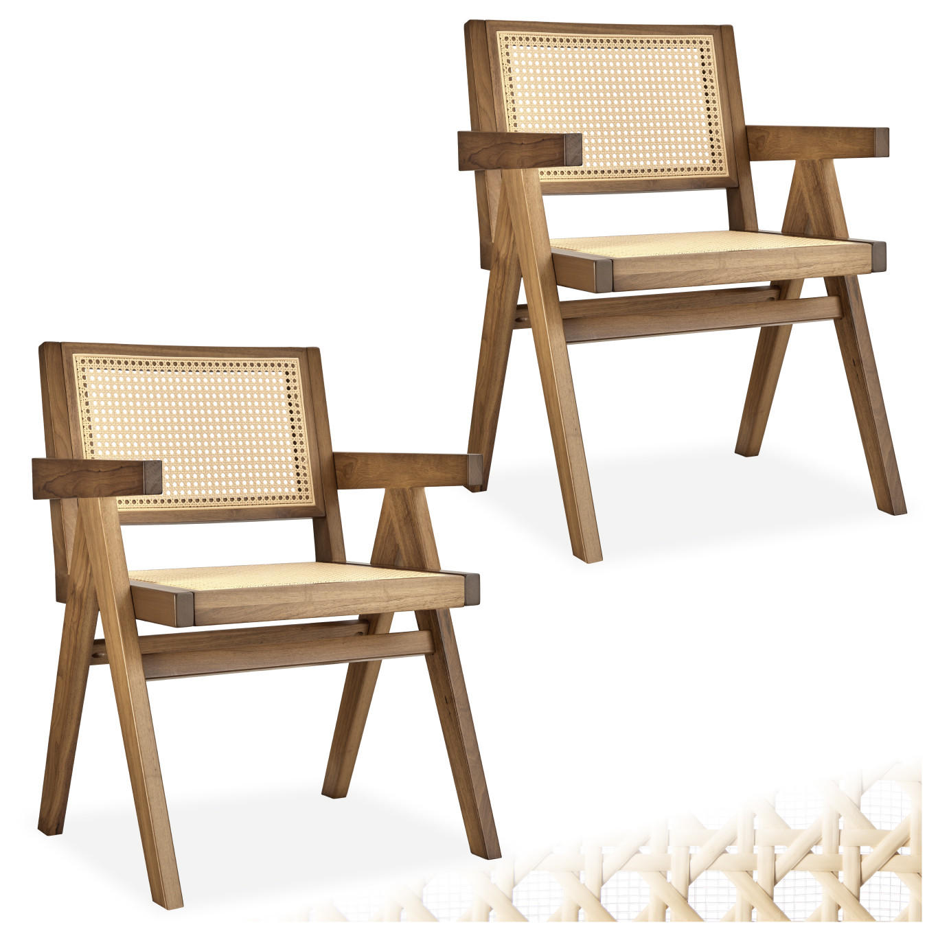 ARMLEHNSTUHL 2er Set Lissy,59 x 56,5 x 82,5 cm, Belastbarkeit 120 kg,Eiche hell - Eichefarben, Holz (59.5/82.5/56.5cm) - tectake