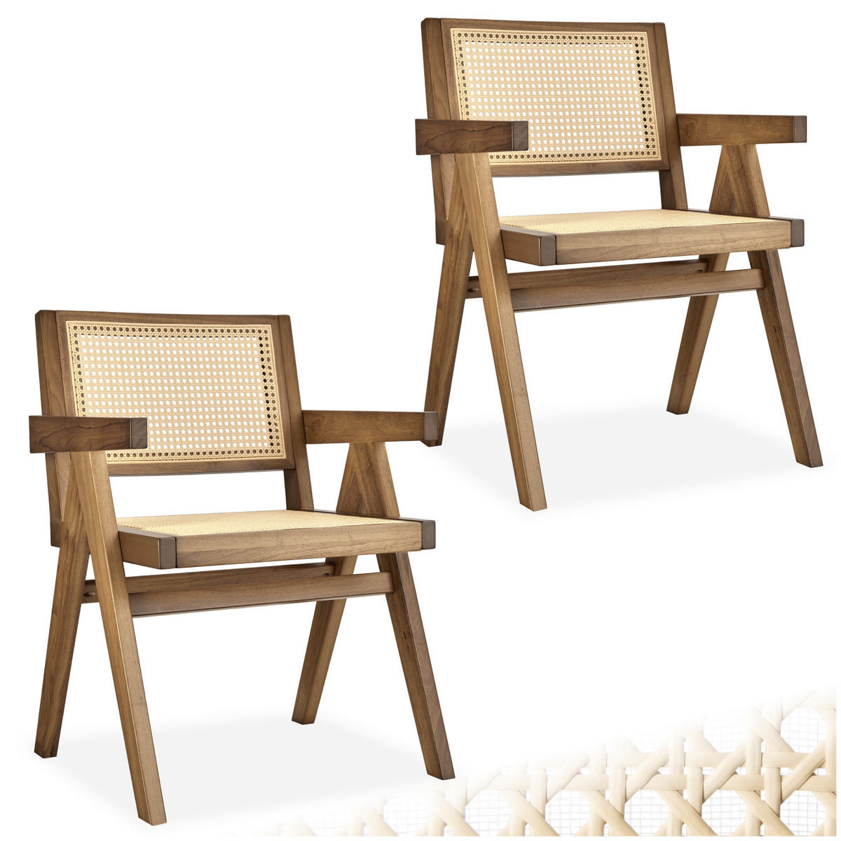 ARMLEHNSTUHL 2er Set Lissy,59 x 56,5 x 82,5 cm, Belastbarkeit 120 kg,Eiche hell - Eichefarben, Holz (59.5/82.5/56.5cm) - tectake