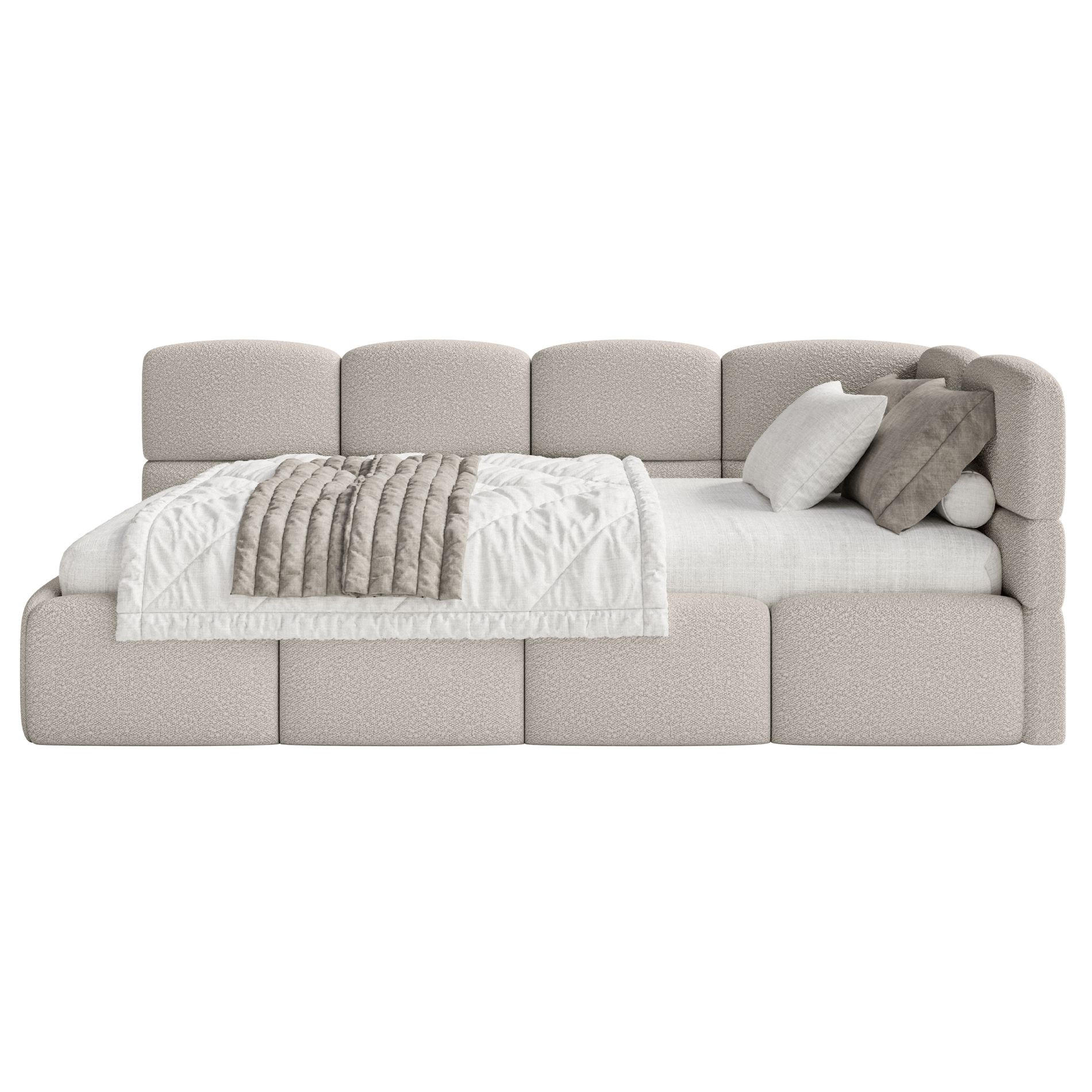 JUGENDBETT Cloudy rechts Bouclé Greige - Taupe, Kunststoff/Textil (90/200cm) - Selsey