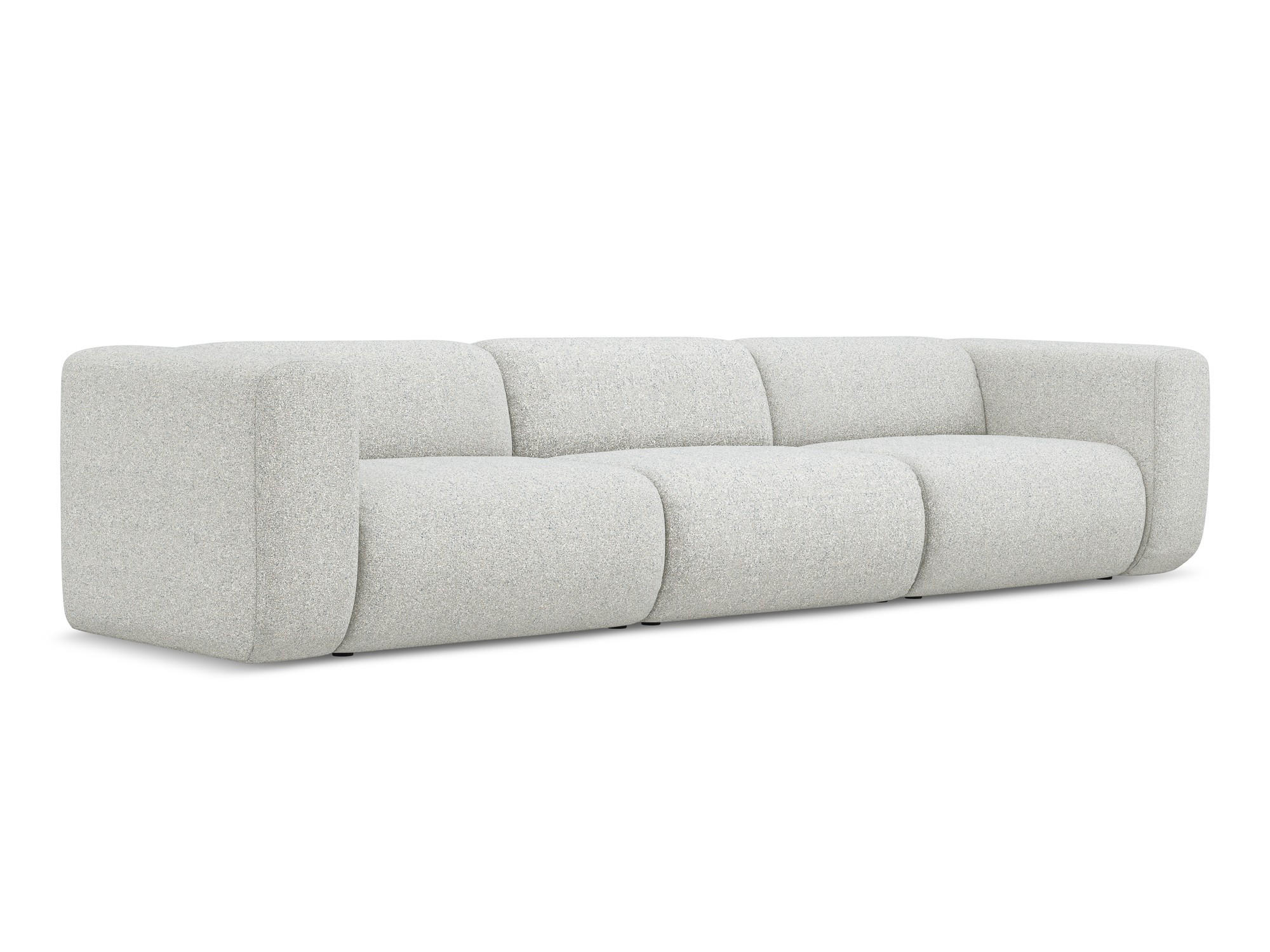 4-SITZER-SOFA Strukturstoff Stoff Beige - Beige/Schwarz, Kunststoff/Textil (319/70/89cm) - Makamii