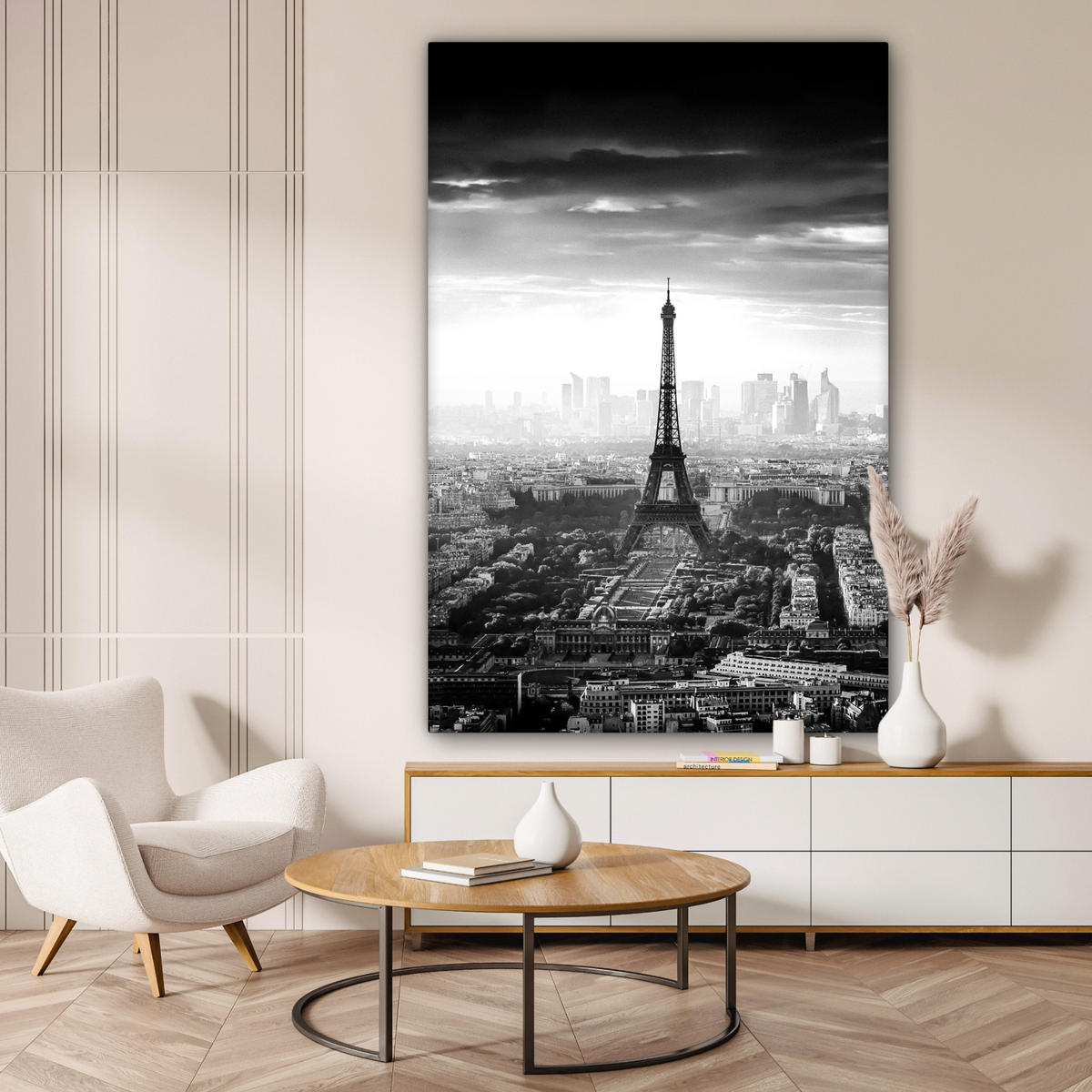SLIKA NA PLATNU Pariz 90x140 cm - temno siva, tekstil (90/140cm) - MuchoWow