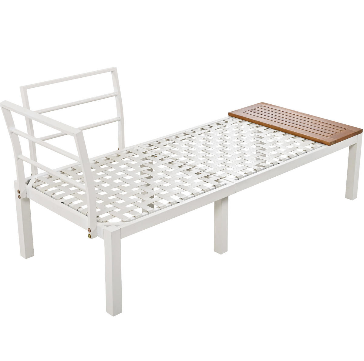 GARTENLOUNGE-SET mit Stahlgestell & Akazien-Optik, 2/ Sofa 120/60/66 cm, Beige - Beige, Metall - Redom