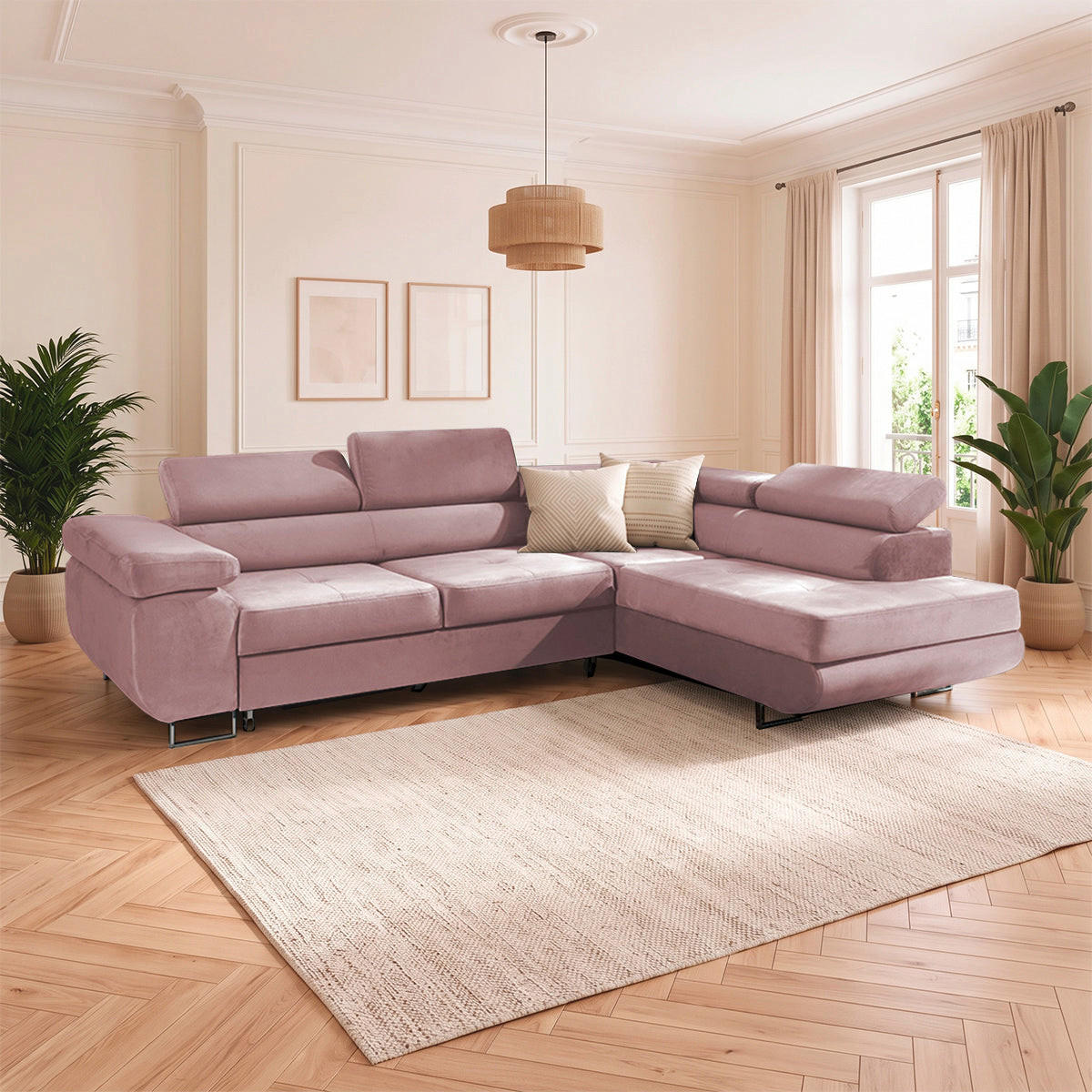 ECKSOFA Wilson 4 Sitzplätze Rose - Rosa, Textil (271/201cm) - Petits-meubles